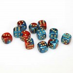 Chessex Dobbelsteen 16mm Gemini Red Teal/Gold