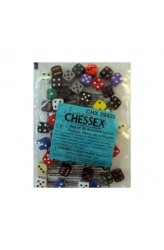 Chessex Bag of 50 Assorted Loose Opaque 16mm D6 Dice