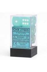 Chessex Dobbelsteen 16mm Frosted Teal and White Chessex Dobbelsteen 16mm Frosted Teal and White