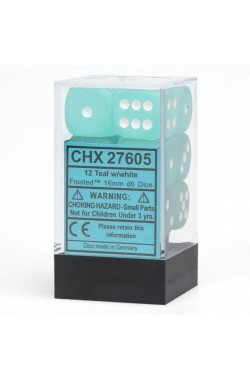 Chessex Dobbelsteen 16mm Frosted Teal and White