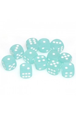 Chessex Dobbelsteen 16mm Frosted Teal and White