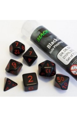 16mm Role Playing Dice Set - Black/Red (7 Dice)