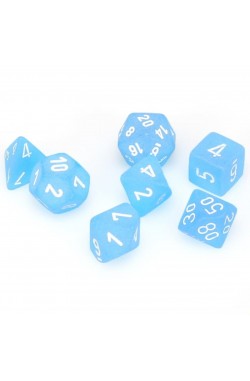 Chessex Mini Polyhedral 7 Die Set - Frosted Caribbean Blue 7-Die Set Chessex Mini Polyhedral 7 Die Set - Frosted Caribbean Blue 7-Die Set