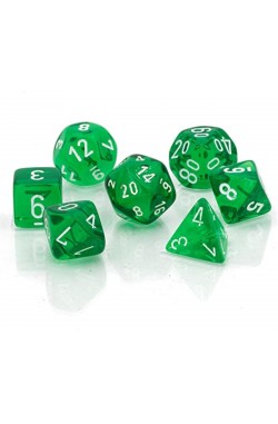 Chessex Mini Polyhedral 7 Die Set - Translucent Green-White 7-Die Set