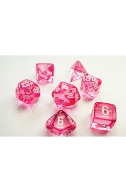 Chessex Mini Polyhedral 7 Die Set - Translucent Pink-White 7-Die Set