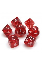 Chessex Mini Polyhedral 7 Die Set - Translucent Red-White 7-Die Set