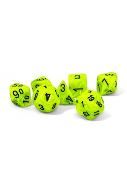 Chessex Mini Polyhedral 7 Die Set - Vortex Bright Green 7-Die Set Chessex Mini Polyhedral 7 Die Set - Vortex Bright Green 7-Die Set