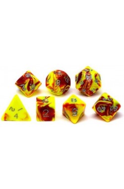 Dobbelstenen Jumbo Toxic Geel/Rood 7 Stuks