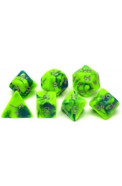 Dobbelstenen Jumbo Toxic Groen/Blauw 7 Stuks Dobbelstenen Jumbo Toxic Groen/Blauw 7 Stuks